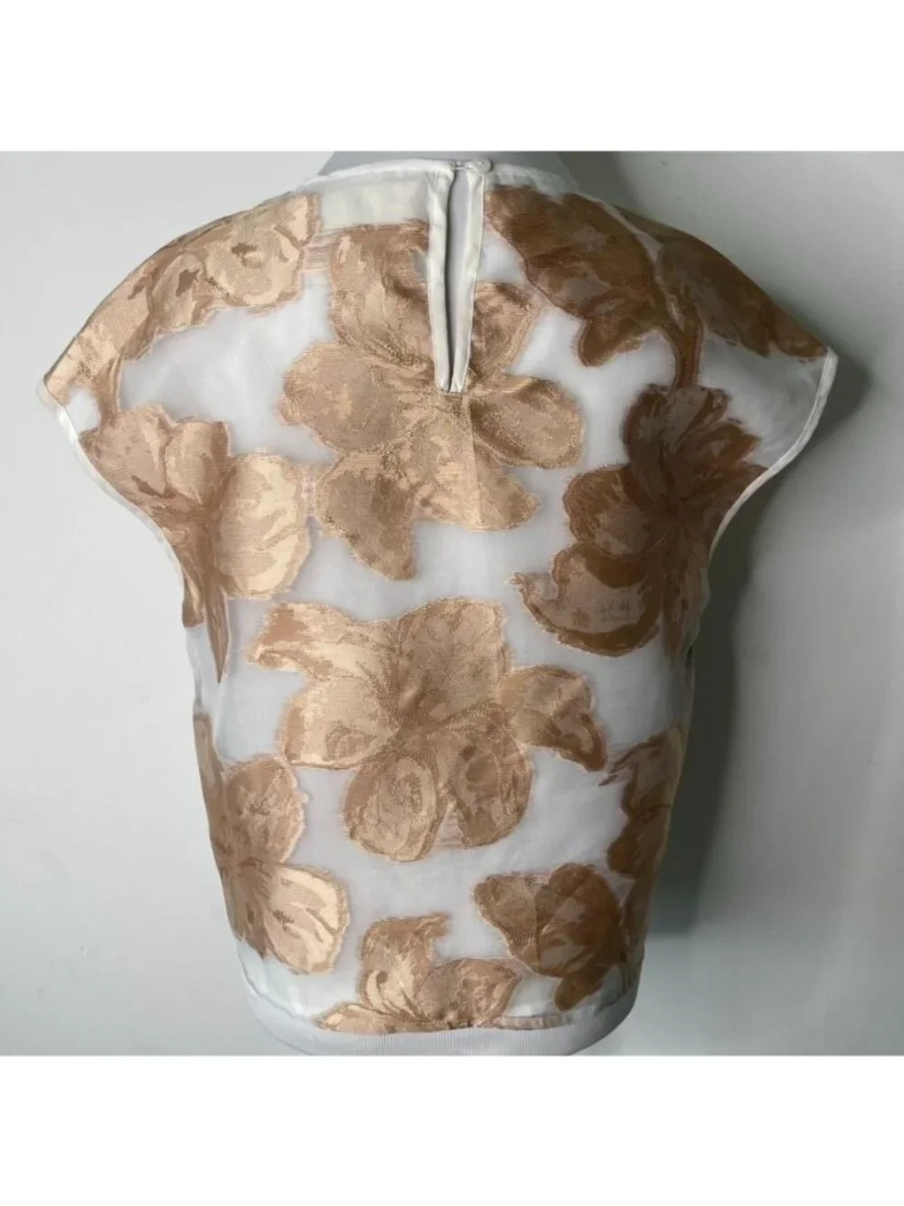 Anthropologie Amit Aggarwal Jamie Embellished Cropped Blouse XS 3D Floral Sheer - Picture 6 of 9